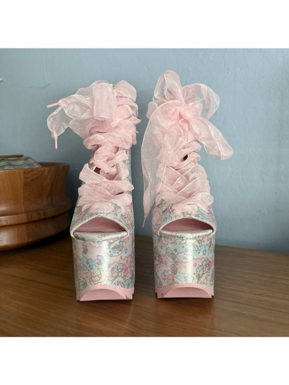 YRU x Sanrio Little Twin Stars Chunky Platform Ballet Bae High Heels Size 6 - Picture 11 of 12